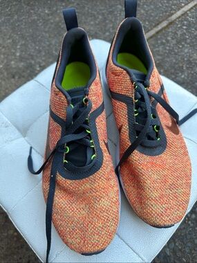 Men's Orange Knit Athletic Sneakers